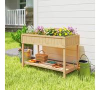 Outsunny Huerto Urbano Terraza Grande de Madera con Estante 110x46x76 cm