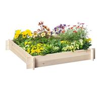 Outsunny Arriate de Madera de Jardín Cuadrado Suelo de Huerto Urbano Jardinera Macetero para Cultivos Plantas 100x100x16 cm Natural Aosom España