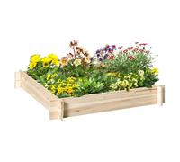 Outsunny Arriate de Madera de Jardín Cuadrado Suelo de Huerto Urbano Jardinera Macetero para Cultivos Plantas 100x100x16 cm Natural Aosom España