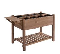 Outsunny Huerto Urbano con Estantes Jardinera Elevada de Madera Maciza para Cultivo Flores Verduras Hierbas 123x54x80 cm Marrón