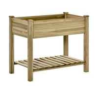 Outsunny Huerto Urbano de Madera con Estante 91x51x76 cm Mesa de Cultivo Rectangular con Orificios de Drenaje para Cultivos Plantas Aosom España