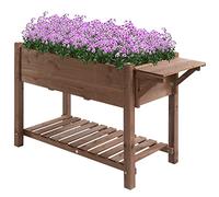 Outsunny Huerto Urbano de Madera Maciza con Estante 123x54x80 cm Marrón