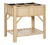 Outsunny Huerto Urbano de Madera 120x60x81 cm Mesa de Cultivo con 6 Compartimentos y Estante Inferior para Jardín Natural Aosom España