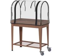 Outsunny Huerto Urbano Elevado 80x40x120 cm con Cubierta de Invernadero y Estante Inferior para Cultivo Plantas Flores Marrón Aosom España