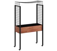 Outsunny Huerto Urbano Elevado con Enrejado Mesa Jardinera con Ruedas con Orificios de Drenaje para Plantas 110x49x190 cm Marrón Aosom España