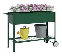 Outsunny Huerto Urbano Elevado con Ruedas 109x44x80 cm Estante y Asa para Cultivo de Plantas Flores Verduras en Terraza Verde Aosom España