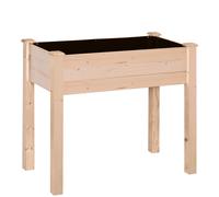 Outsunny Huerto Urbano Elevado de Madera 86x46x76 cm con Tela no Tejida para Cultivos Plantas Flores Natural