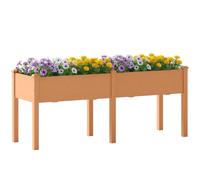 Outsunny Huerto Urbano Elevado de Madera con Patas 184x59x76,5 cm Marrón | Mesa de Cultivo, 6 Orificios de Drenaje, para Cultivo, Plantas, Flores y Verduras