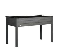 Outsunny huerto urbano elevado de madera, mesa de cultivo con tela no tejida y 4 orificios de drenaje, para cultivo, plantas, flores y verduras, 122,5x56,5x76 cm, gris oscuro