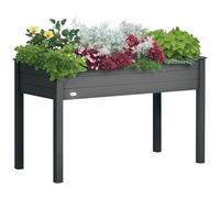 Outsunny Huerto Urbano Elevado de Madera, Mesa de Cultivo con Tela no Tejida y 4 Orificios de Drenaje, para Cultivo, Plantas, Flores y Verduras, 122,5x56,5x76 cm, Gris Oscuro