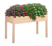 Outsunny Huerto Urbano Elevado de Madera, Mesa de Cultivo con Tela no Tejida y 4 Orificios de Drenaje, para Cultivo, Plantas, Flores y Verduras, 122,5x56,5x76 cm, Natural