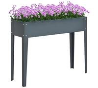 Outsunny Huerto Urbano Elevado en Jardín Terraza Jardinera Elevada Rectangular Mesa de Cultivo para Plantas Verduras y Flores con 3 Orificios de Drenaje 100x30x80 cm Gris