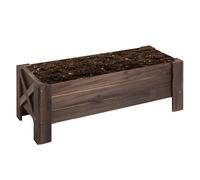 Outsunny Huerto Urbano Jardinera de Madera Jardinera Rectangular con Patas Elevadas y 2 Drenajes para Flores Plantas Cultivos 100x36,5x36 cm Marrón