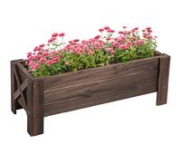 Outsunny Huerto Urbano Jardinera de Madera Jardinera Rectangular con Patas Elevadas y 2 Drenajes para Flores Plantas Cultivos 100x36,5x36 cm Marrón