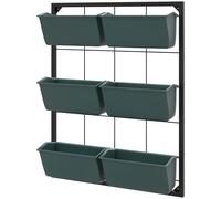 Outsunny Huerto Vertical de 3 Niveles con 6 Macetas en Acero y Plástico, 52x14x66 cm, Verde oscuro Aosom España