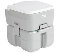 Outsunny Inodoro Portátil 20L WC Portátil con Indicador de Nivel Carga 150 kg para Camping Viaje Ancianos Caravana Barco 33x40x43 cm Gris
