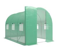 Outsunny Invernadero 3x2x2 m túnel de plástico con puerta abatible con cerradura 6 ventanas enrollables de malla varillas de soporte Aosom España