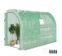 Outsunny Invernadero adosado con Ventanas y Puertas, Verde | Invernadero exterior, 3 estantes de alambre, 300x150x213 cm