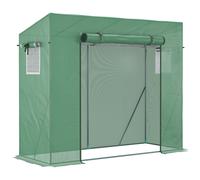 Outsunny Invernadero Anti-UV 2 ventanas mosquiteras + Barras de refuerzo 200x77x169 cm Acero PE Verde Aosom España