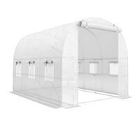 Outsunny Invernadero aprox. 2,7 x 2 x 2 m Invernadero de plástico con estantes, puerta enrollable con cremallera, 6 ventanas de malla, varillas de soporte Aosom España