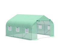 Outsunny Invernadero Caseta con 6 Ventanas Soporte de Acero Estable Gran Entrada Cremallera para Cultivo Plantas Jardín Terraza 350x300x200 cm Verde