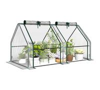 Outsunny Invernadero con Ventana con Cremallera 180x90x90 cm Transparente | Invernadero de lámina de acero resistente al invierno, para balcón, jardín, invernadero para tomates, verduras, flores