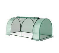 Outsunny Invernadero Caseta 200x100x80 cm para Jardín Vivero Casero Tipo Túnel con Marco de Acero y Cubierta Plástico Verde Aosom España