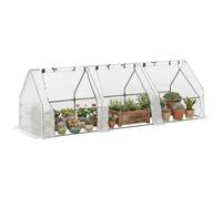 Outsunny Invernadero de Exterior 270x90x90 cm con Ventanas Blanco | Tipo Caseta, 3 Ventanas, Marco de Acero, Cubierta de PE 140g/㎡, para Cultivo Plantas Flores Tomates