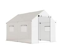 Outsunny invernadero de exterior 2x3x2 m invernadero de túnel con 4 ventanas de malla y puerta con cremallera invernadero de huerto anti-uv para patio jardín terraza blanco