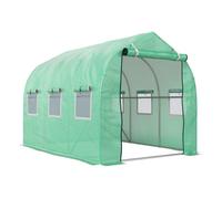 Outsunny invernadero de exterior 3x2x2 m invernadero de túnel con 6 ventanas de malla puerta enrollable cubierta de pe 140g/㎡ anti-uv marco de metal galvanizado para patio jardín verde