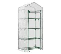Outsunny Invernadero de Jardín con 4 Estantes y Cubierta de PE Tipo Caseta de Tubo Acero Vivero Casero para Cultivo 69x50x160 cm Blanco Aosom España