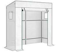 Outsunny Invernadero de Exterior con Ventanas de Malla y Puerta con Cremallera para Cultivar Plantas Flores 196x77x197 cm Blanco