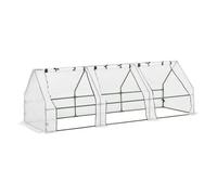 Outsunny Invernadero de Terraza 270x90x90 cm Tipo Caseta de Acero con 3 Ventanas para Cultivo de Plantas Verduras Flores Blanco Aosom España
