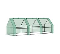 Outsunny Invernadero de Jardín 270x90x90 cm Caseta Tubo de Acero con 3 Ventanas Vivero Casero para Cultivo Plantas Verde Aosom España