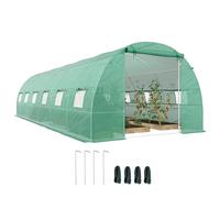 Outsunny Invernadero de Exterior Invernadero de Túnel 8x3x2 m de Jardín con 12 Ventanas y Puerta Enrollable para Cultivo Plantas Tomates Verduras Acero y PE 140 g/m² Verde