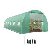 Outsunny Invernadero de Exterior Invernadero de Túnel 8x3x2 m Invernadero de Jardín con 12 Ventanas y Puerta Enrollable para Cultivo Plantas Tomates Verduras Acero y PE 140 g/m² Verde