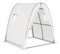 Outsunny Invernadero de jardín 1,8x1,8x2 m con puertas enrollables y amplias ventanas, invernadero túnel de jardín, Blanco Aosom España