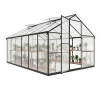 Outsunny - Invernadero de jardín (aluminio, policarbonato, 8,97 m², 363 x 247 cm), color negro