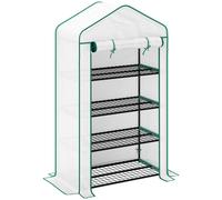 Outsunny Invernadero de jardín balcón estantería 4 niveles 90x49x160 cm acero galvanizado lona desmontable PE alta densidad Blanco Aosom España