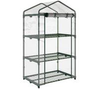 Outsunny Invernadero de Jardín con 3 Estantes Metálicos y Puerta Enrollable Vivero Casero de Terraza Exterior 69x49x125 cm Transparente Aosom España