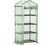 Outsunny Invernadero de Jardín con 4 Estantes y Cubierta de PE Tipo Caseta de Tubo Acero Vivero Casero para Cultivo de Plantas Flores Macetas
