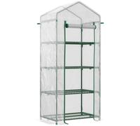Outsunny Invernadero de Jardín con 4 Estantes y Cubierta de PE Tipo Caseta de Tubo Acero Vivero Casero para Cultivo de Plantas Flores Macetas