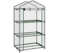Outsunny Invernadero de Jardín con 3 Estantes Metálicos y Puerta Enrollable Vivero Casero de Terraza Exterior para Cultivo Plantas Flores Macetas