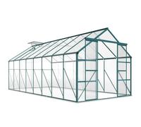 Outsunny Invernadero de jardín de aluminio y policarbonato con base, invernadero con ventana regulable y puerta corredera 244x500x216cm Aosom España