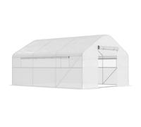 Outsunny Invernadero de Jardín Invernadero de Túnel con Cubierta de PE Anti-UV Puerta Enrollable con Cremallera 4x3x2 m Blanco Aosom España
