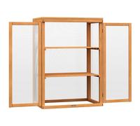 Outsunny Invernadero de Jardín Madera y Policarbonato 76x47x110 cm con 3 Estantes 2 Puertas Tapa Abatible Natural Resistente Aosom España
