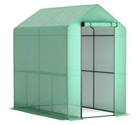 Outsunny Invernadero de jardín PE estante 2 niveles, invernadero de balcón, lona reforzada 140 g/m², chasis de acero, 186x120x190cm, verde Aosom España