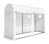 Outsunny Invernadero de Jardín, Pequeño Invernadero de Balcón con Cubierta PE Estructura de Acero, Puertas y Ventanas Enrollables 300 x 100 x 200 cm blanco Aosom España
