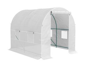 Outsunny Invernadero de Jardín tipo Túnel con Estructura de Acero y 4 Ventanas en PE 2.5x2x2m, Blanco Aosom España