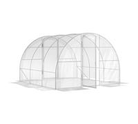 Outsunny Invernadero de jardín túnel 3x3x2 m 9 m² con puerta con bisagras cubierta de PE 150 g/m² para Verduras Plantas Flores Aosom España